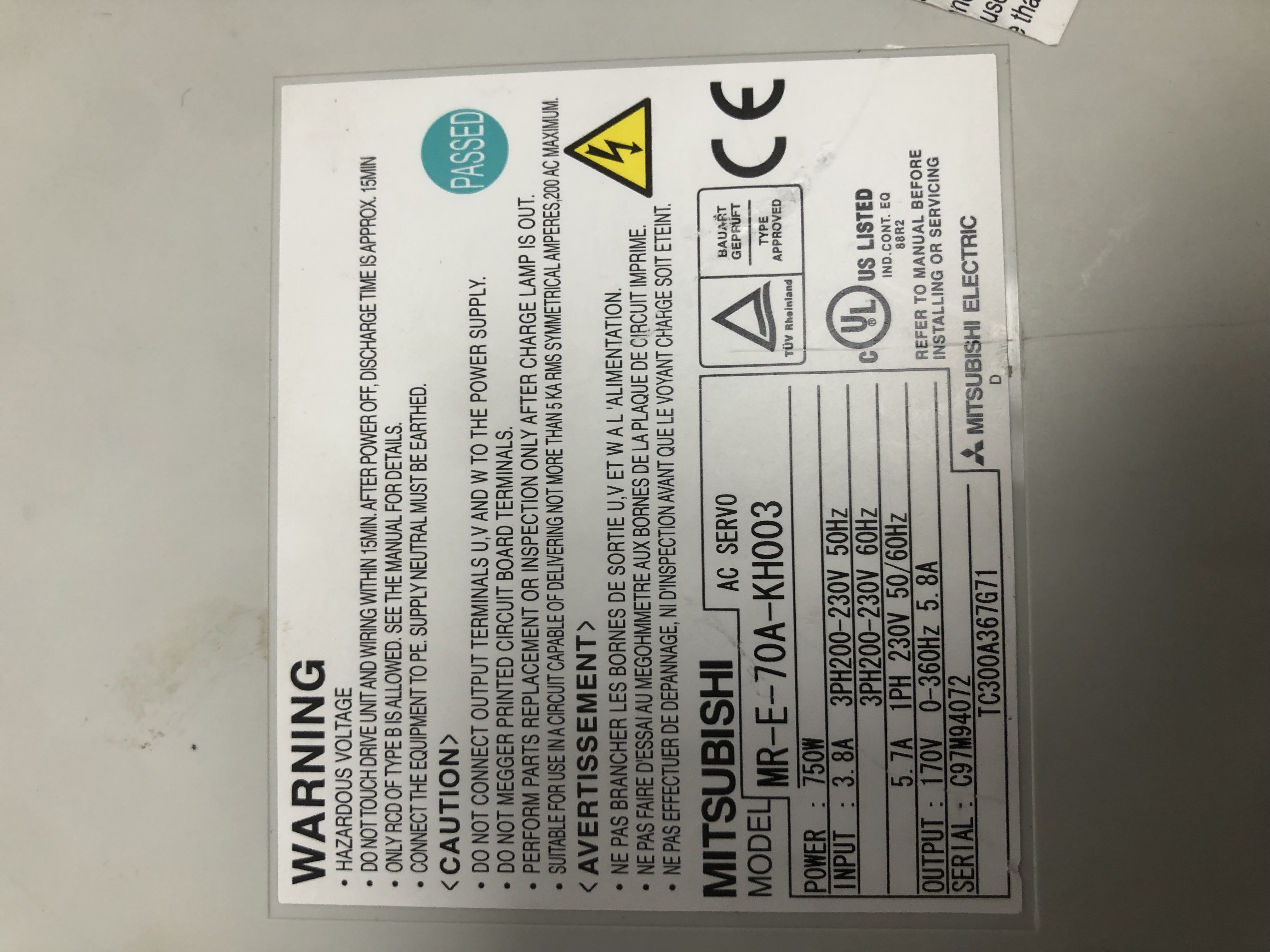MITSUBISHI MR-E-70A-KH003