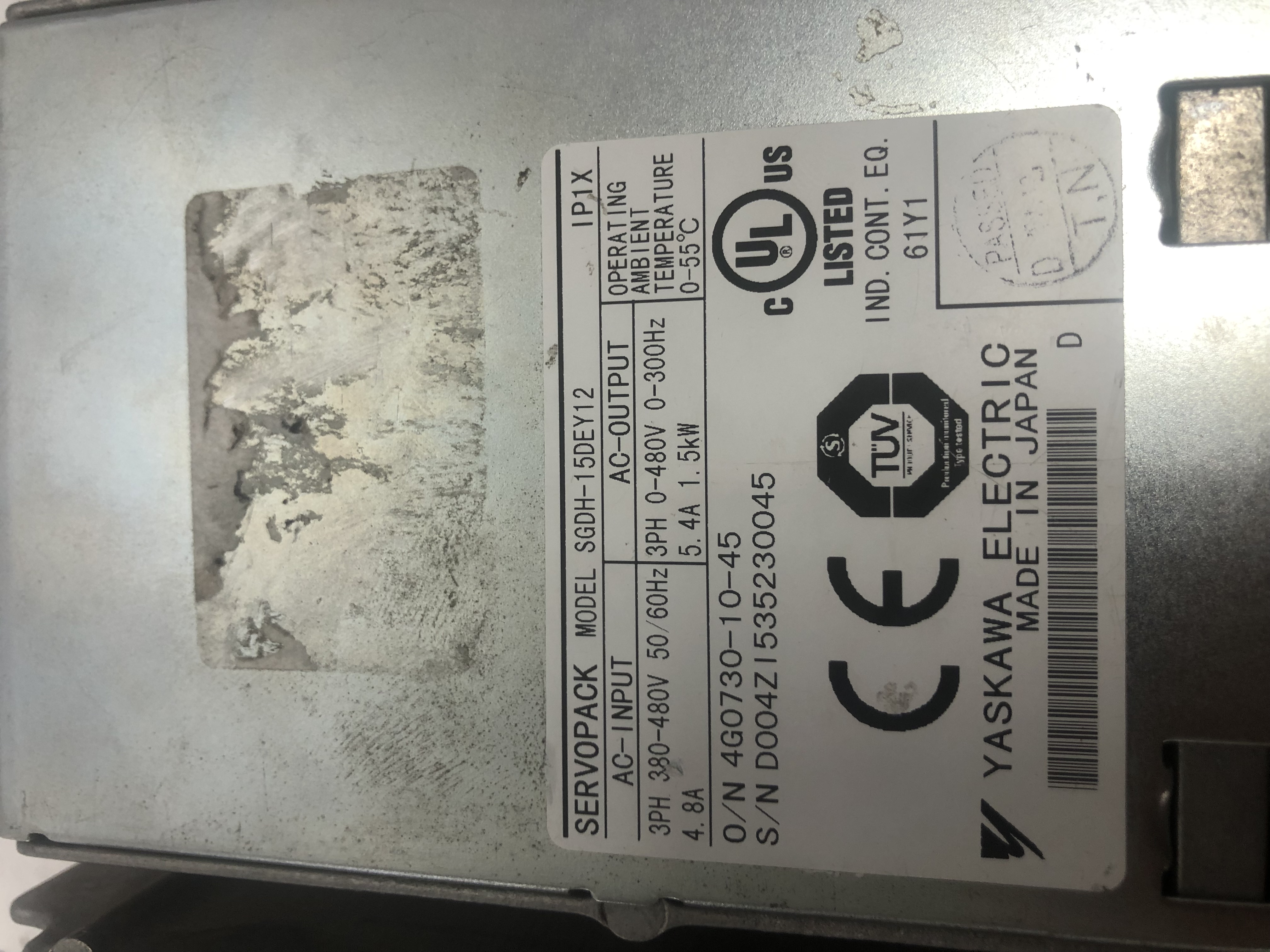 YASKAWA SERVO PACK SGDH-15DEY12