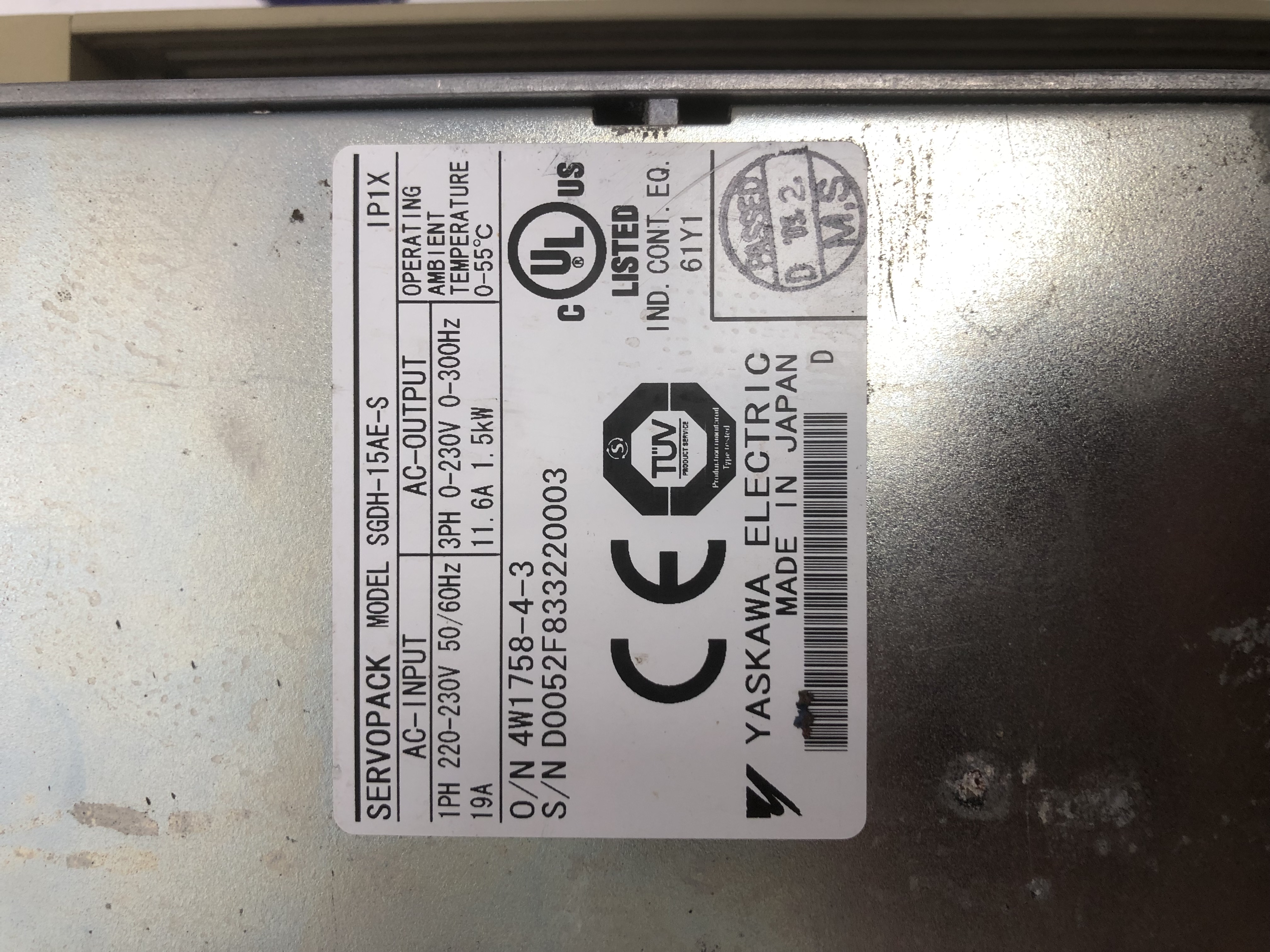 YASKAWA SERVOPACK SGDH-15AE-S