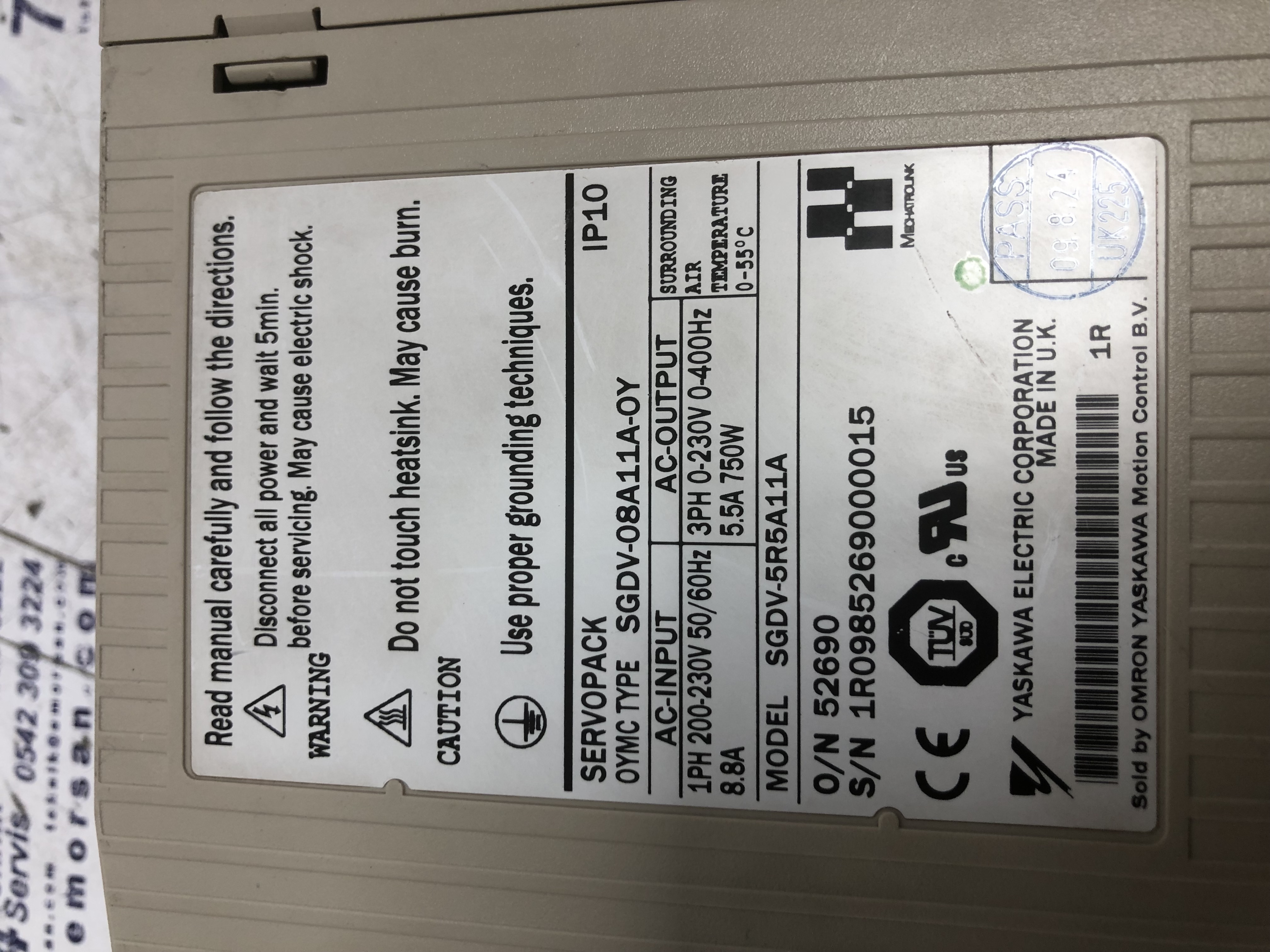 YASKAWA SERVOPACK SGDV-08A11A-OY