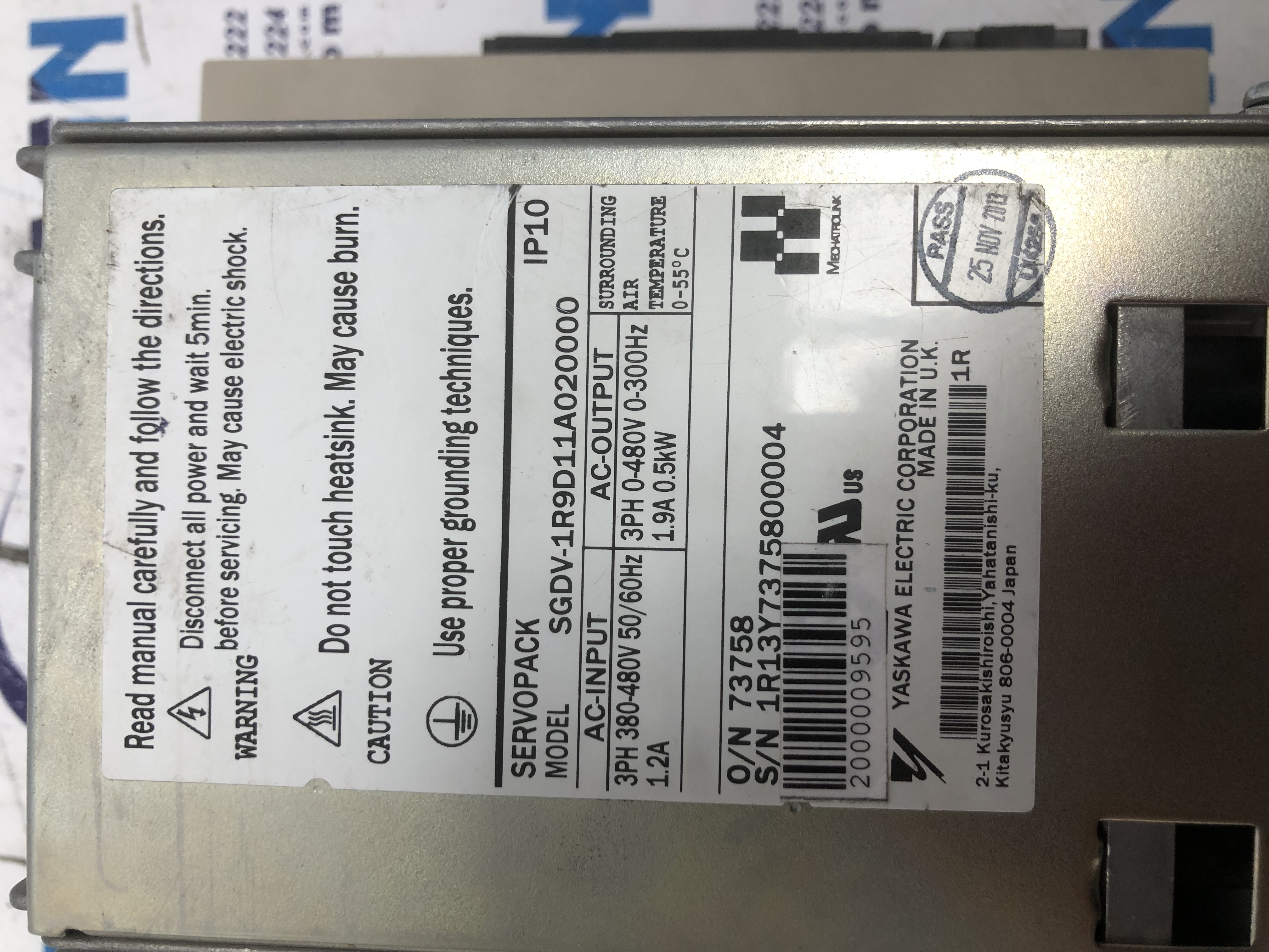 YASKAWA SERVOPACK SGDV-1R9D11A02000