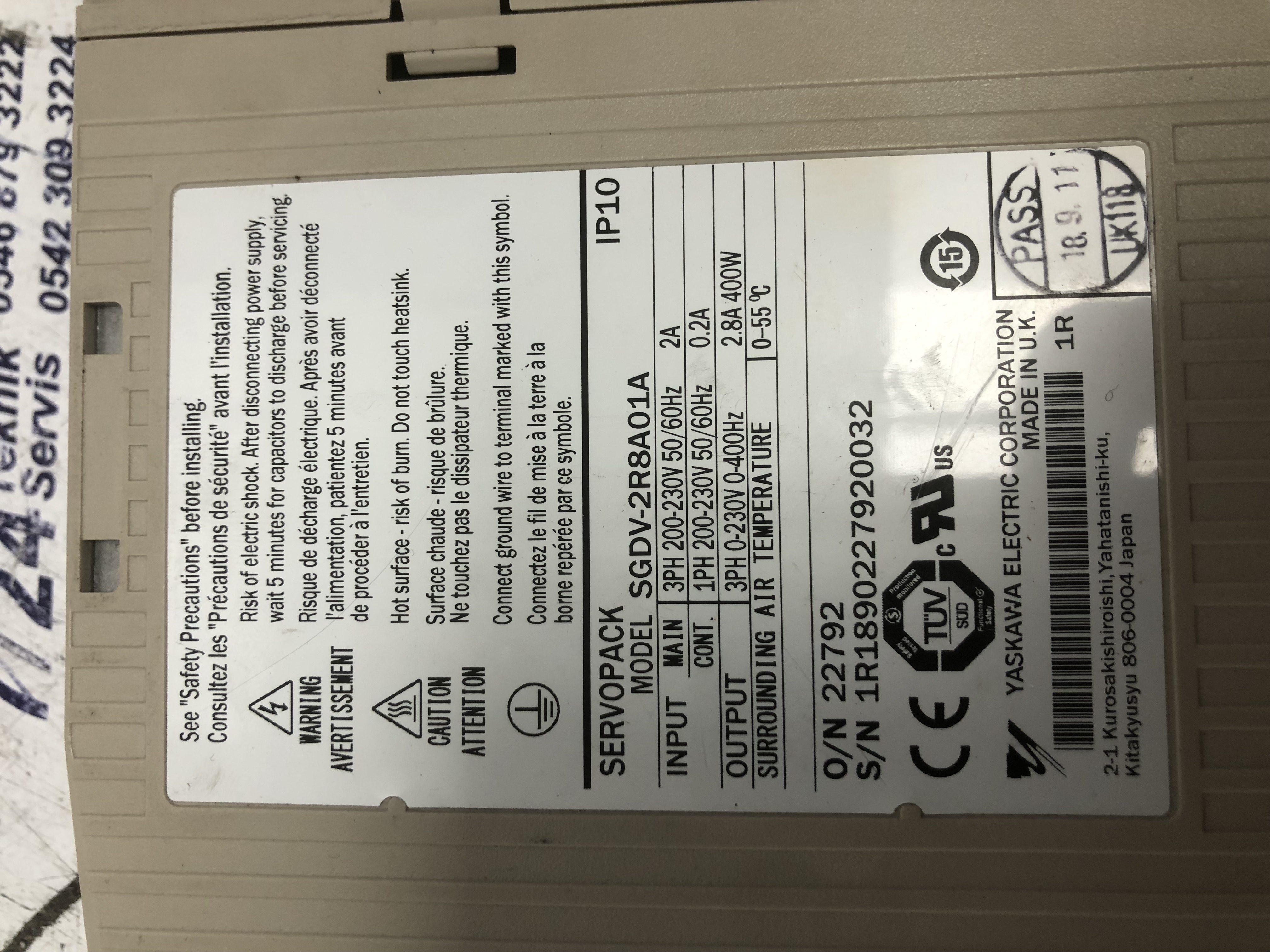 YASKAWA SERVOPACK SGDV-2R8A01A